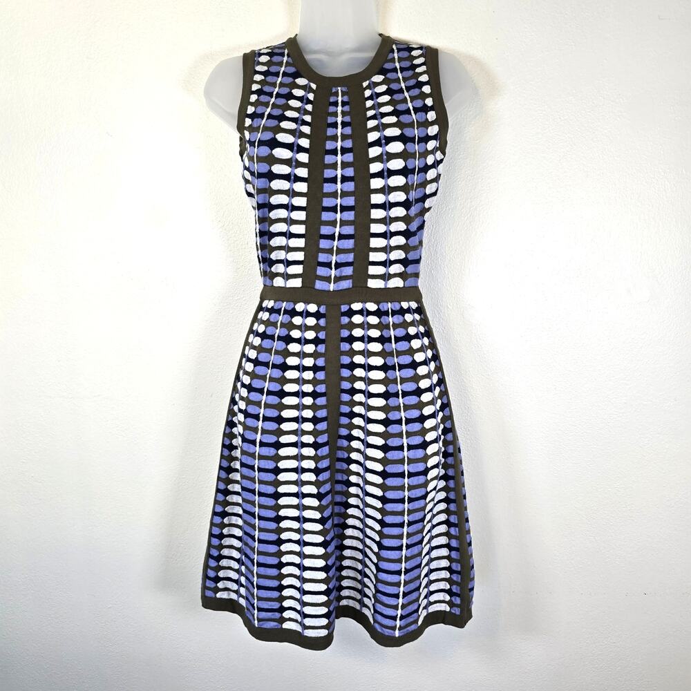 M Missoni Mohair Blend Dress Womens 4 Purple Olive Geometric Sleeveless Designer